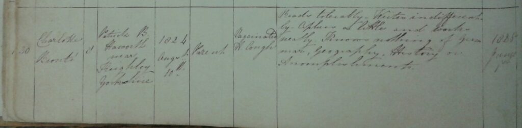 Charlotte Bronte Register Close Up